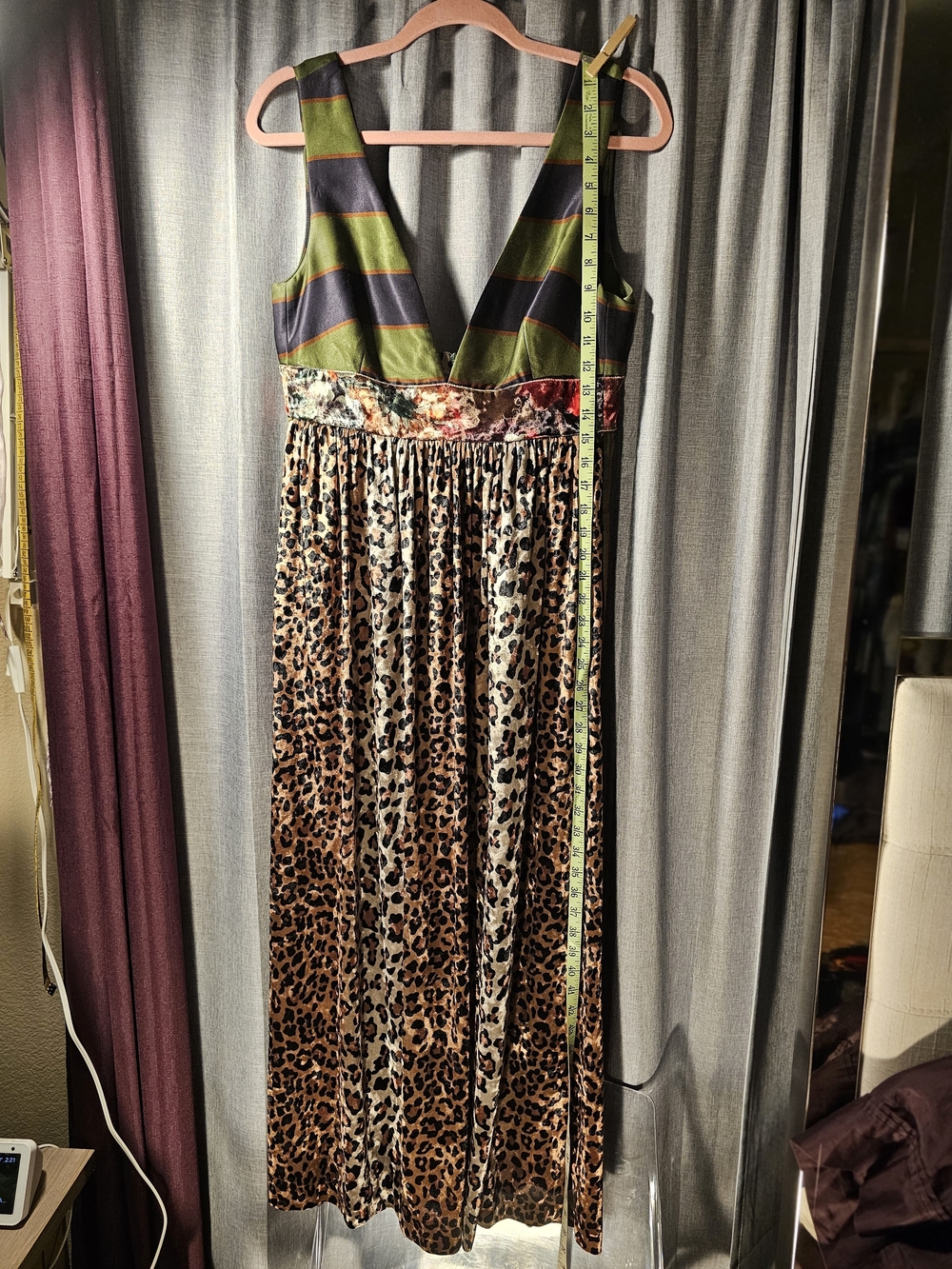 Anthropologie Mariagrazia Panizzi Mixed-Print Maxi with Leopard & Olive Accents